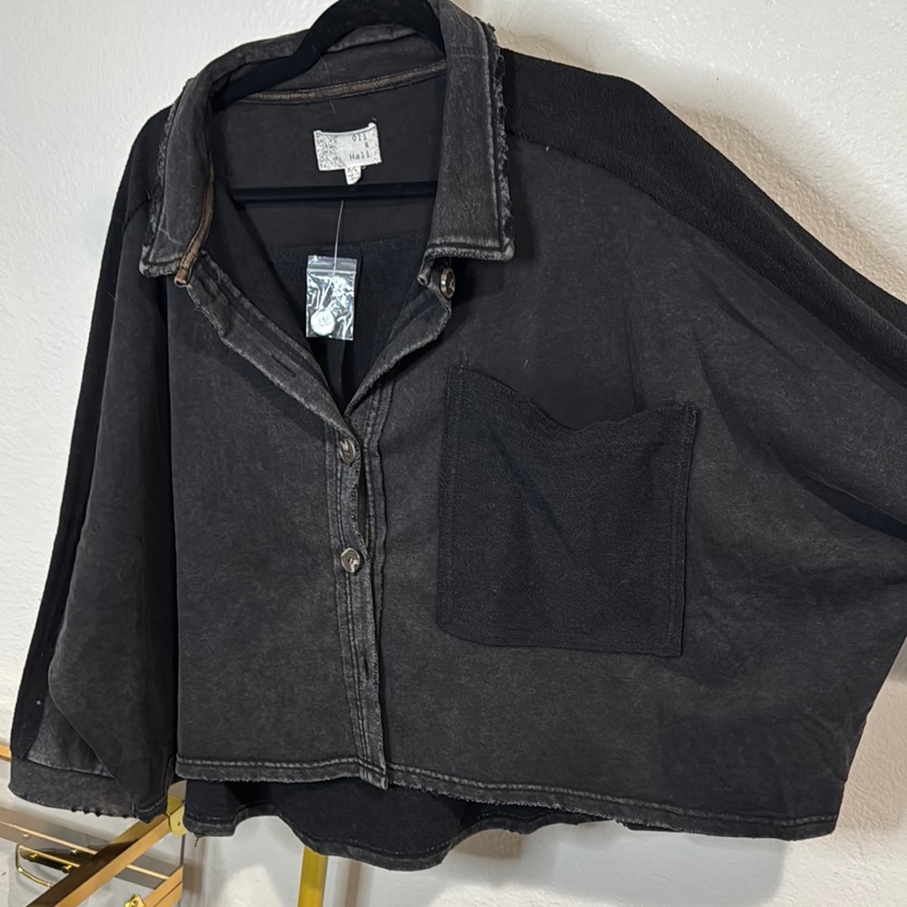 Oli & Hali Black Button-Up Top